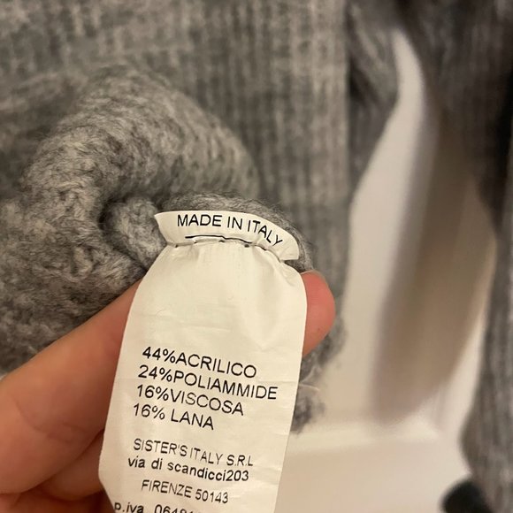 Italian grey knit cropped turtleneck sweater - Picture 5 of 5